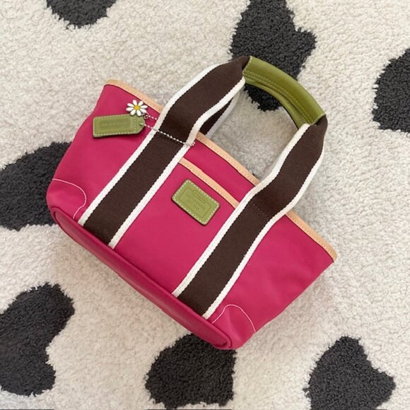 COACH Y2K Daisy Hampton Mini Vintage Pink Green Weekender Tote 6260 Bag Purse - Picture 1 of 16